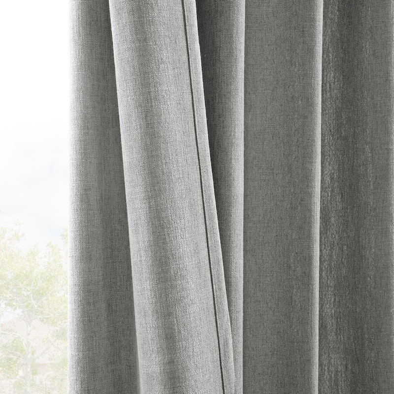 Exclusive Fabrics Basic Faux Linen Curtain Pair - 2 Panels - Light Filtering Window Curtains