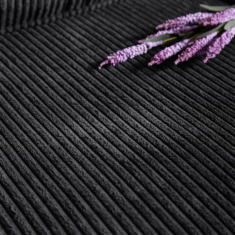 Anmytek 84 Inch Black Corduroy Sofa Modern 3 Seater Upholstered Couch for Living Room