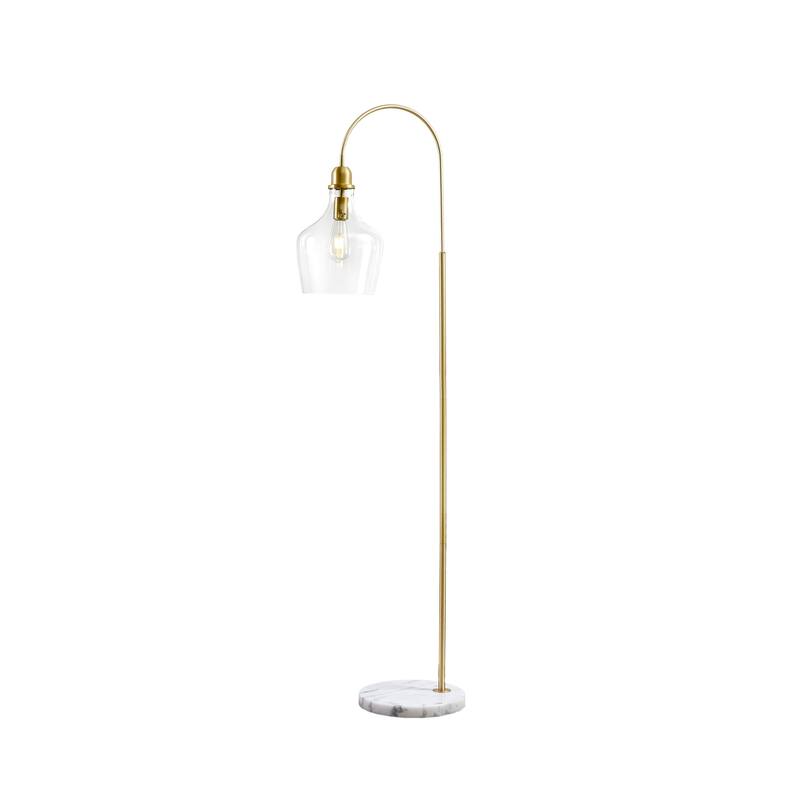 INK+IVY Auburn Gold Arched Floor Lamp with Marble Base