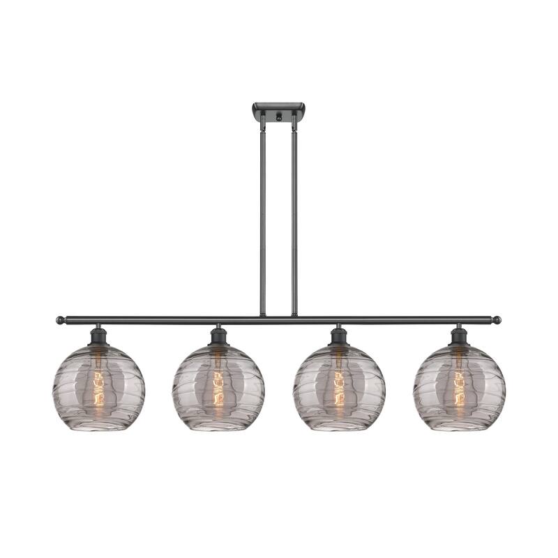 Innovations Lighting 516-4I 12 48 Athens Deco Swirl Chandelier Athens - Matte Black / Light Smoke Deco Swirl