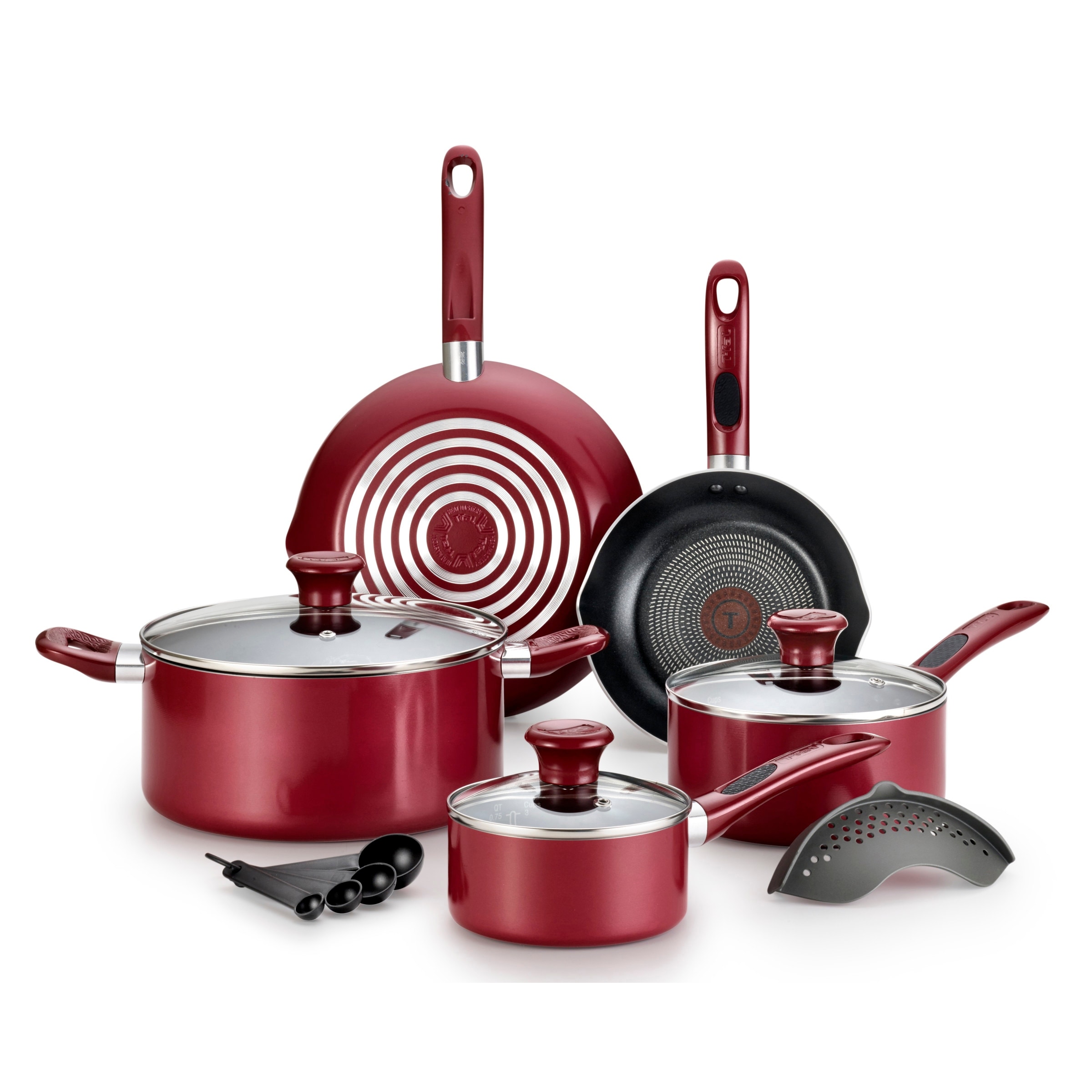 T-Fal Ultimate Hard Anodized Dishwasher Safe Nonstick Cookware Set, 12-Piece, Red