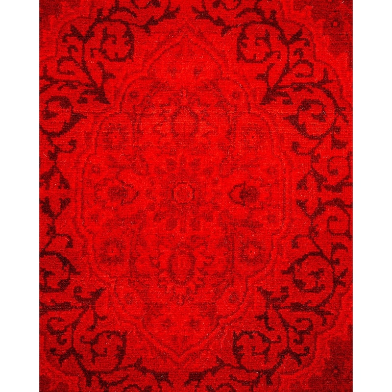 Overton Hand Knotted Wool Vintage Inspired Modern Contemporary Overdyed Red Area Rug - 2' 8" x 4' 2"