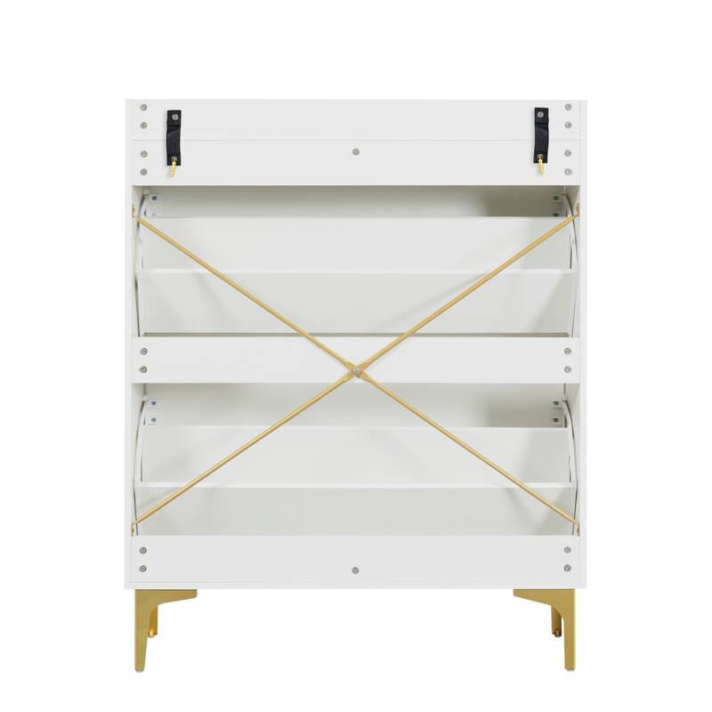Shoe Cabinet with 2 Flip Drawers& Open Shelves,Modern Entryway Shoe Storage