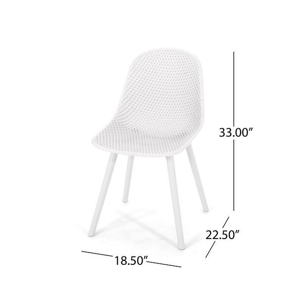 Posey Outdoor Diamond Perforated Modern Dining Chair (Set of 4) by