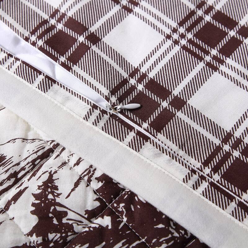 Paseo Road White Pine Toile Rustic Cabin Bedding 3 Piece Reversible Quilt Set