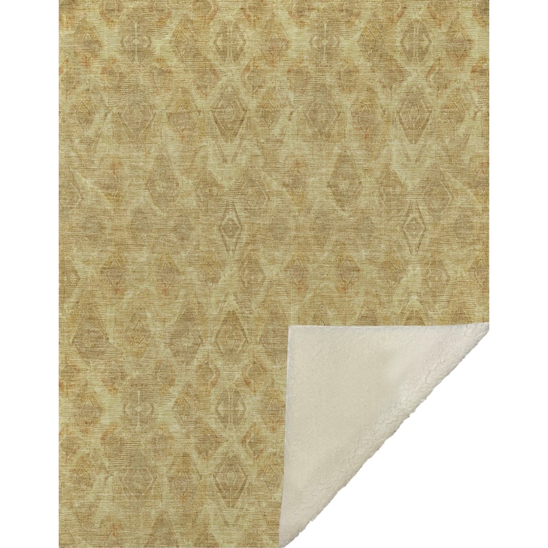Premium Machine Washable Vintage Diamonds Sherpa Throw Blanket
