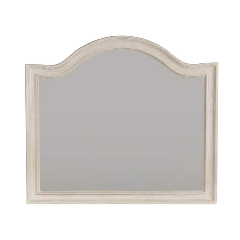 Bayside Antique White with Wire Brushing Arched Mirror - Off-White
