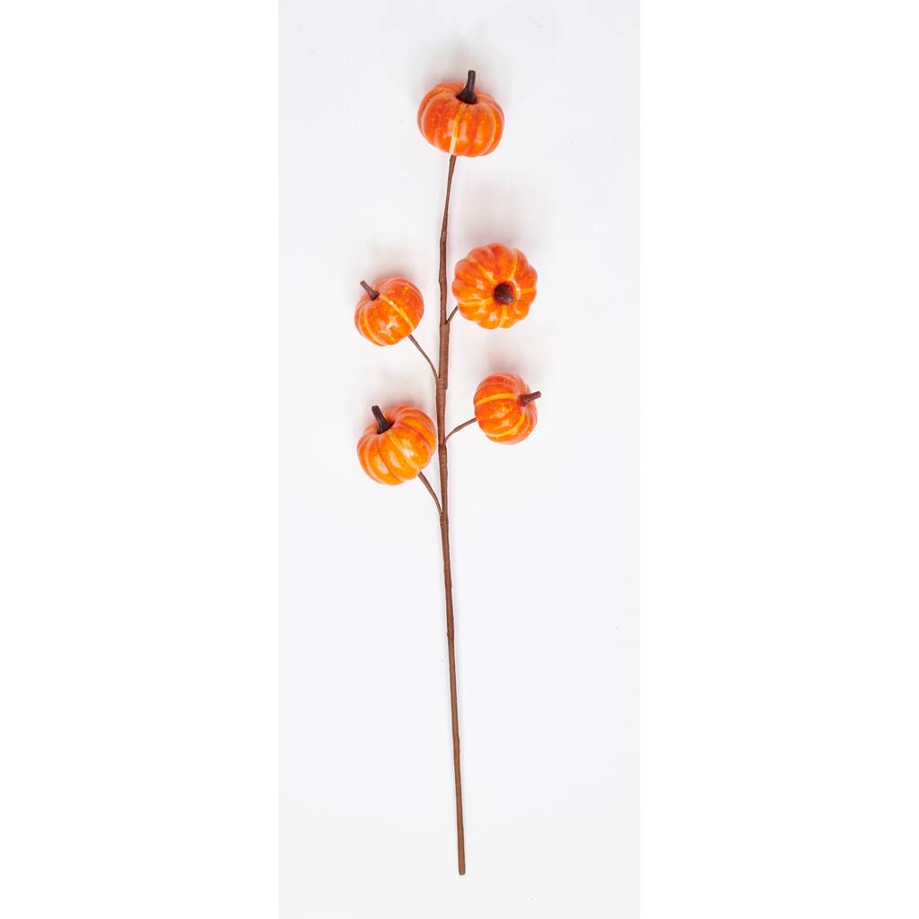 25" Artificial Mini Pumpkin Spray, Orange, Set of 3 - 25