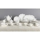preview thumbnail 3 of 6, Lorren Home Trends 57 Piece Wavy Silver Mix and Match Bone China Service for 8
