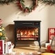 preview thumbnail 1 of 8, Freestanding Electric Fireplace Heater with Realistic 3D Flame - N/A Black