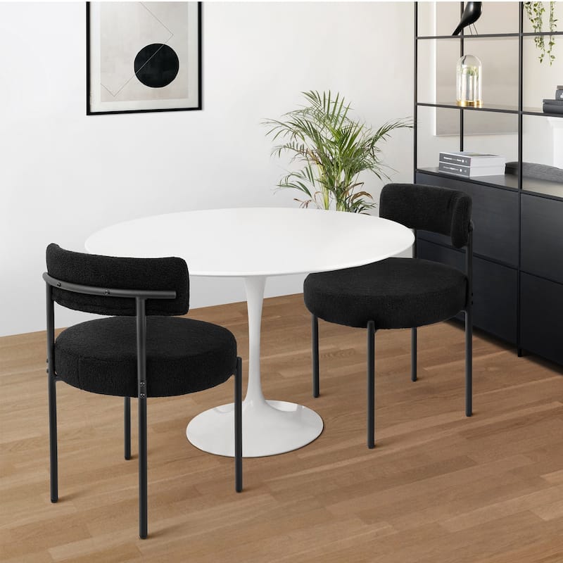 Boucle Upholstered Side Dining Chair Set