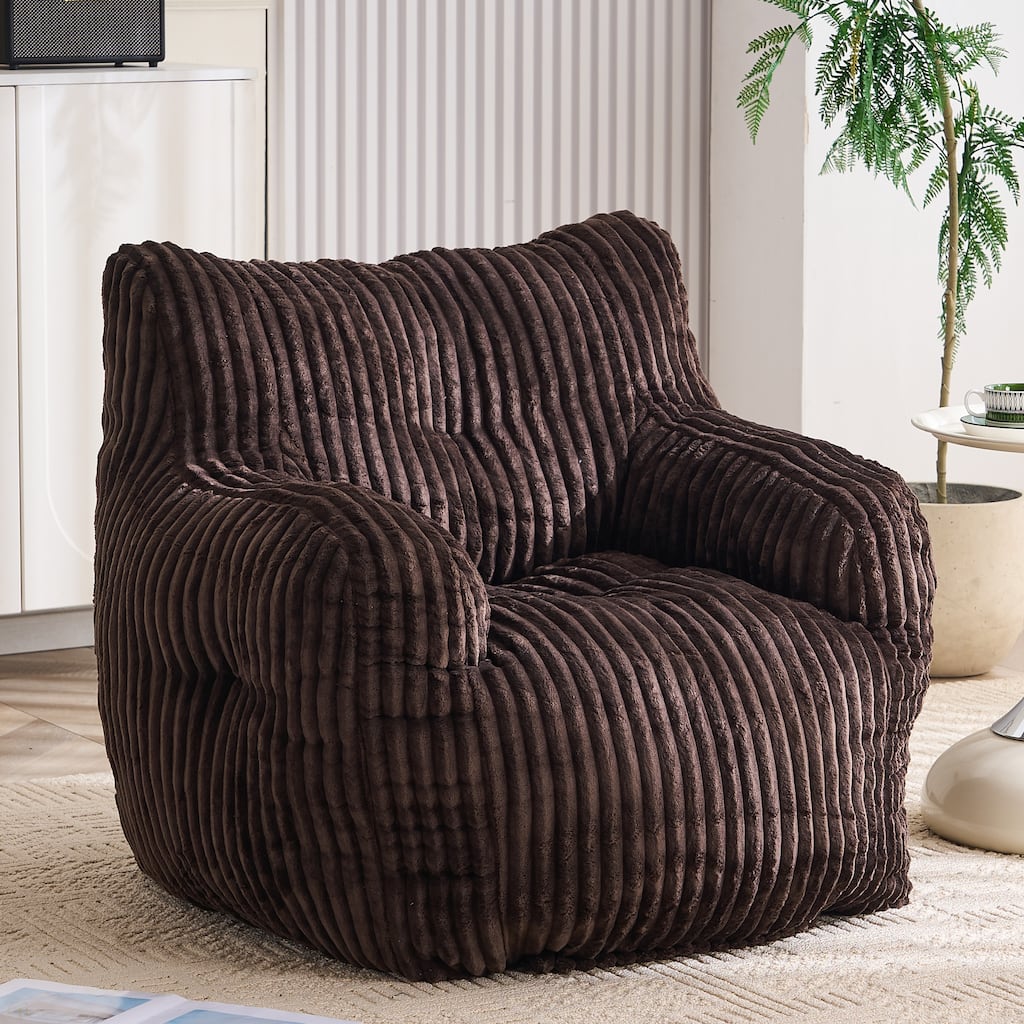 Soft Fluffy Corduroy Fabric Bean Bag Chair Filled With Memory Sponge