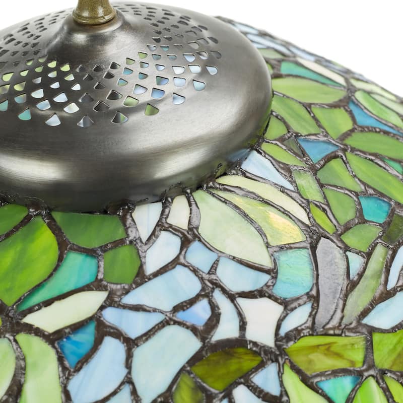 Wisteria River of Goods Tiffany-Style Green and Blue Stained Glass 32-Inch Table Lamp - 22.5" x 22.5" x 32"