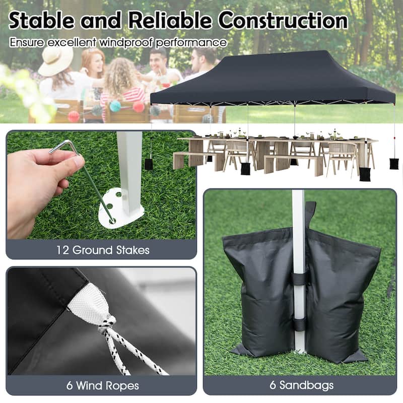 Costway 10 x 20 FT Pop-up Canopy UPF50+ Sun Protection Tent with - See Details