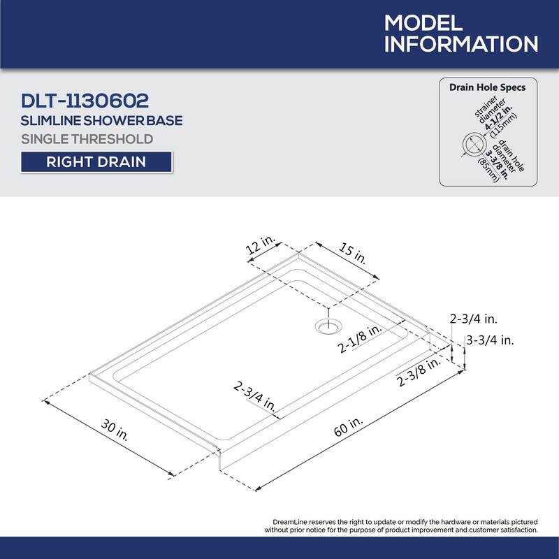 DreamLine Infinity-Z 30 in. D x 60 in. W x 76 3/4 in. H Sliding Shower Door, Shower Base and Backwall Kit