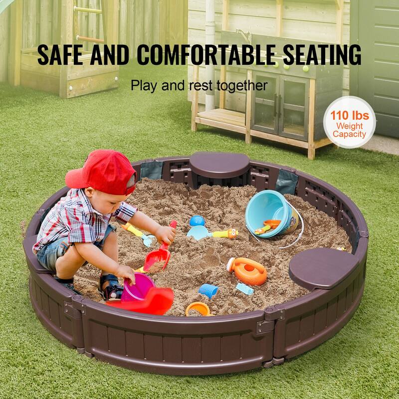 Sandbox with Cover for Outdoor Backyard, Beach, Park, Gift for Boys Girls Ages 3-12