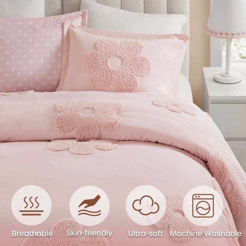Intelligent Design Kids Gracie Floral Reversible Tufted Chenille Duvet Cover Set