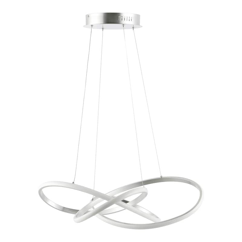 Circulo 25" Abstract Integrated LED Metal Adjustable Pendant, Black by JONATHAN Y