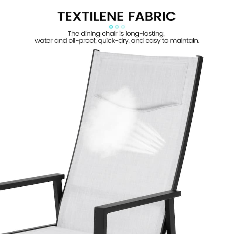 Patio Aluminium Folding Dining Chairs with Pneumatic Angle Adjustable Back