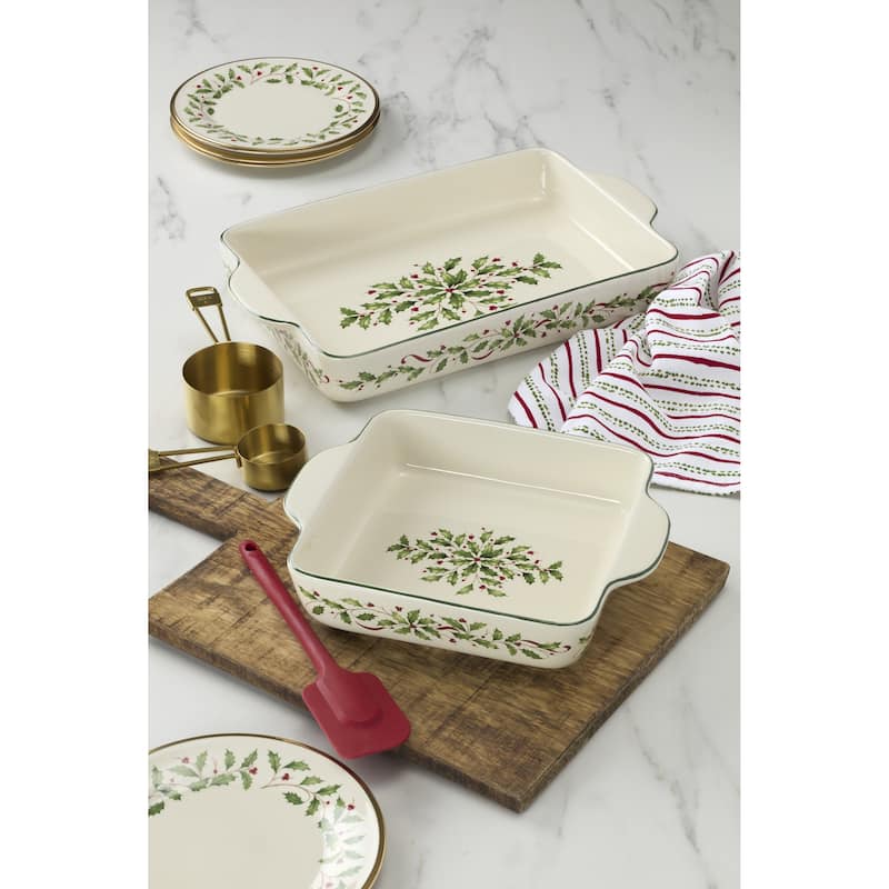 Lenox Holiday Rectangular Baking Dish, Large - 9.5"L x 15.5"W x 2.5"H; 3 Quarts
