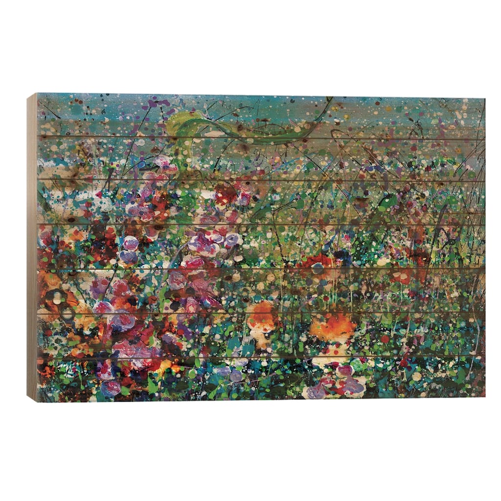 Whimsical Spring Print On Wood by OLena Art - Multi-Color