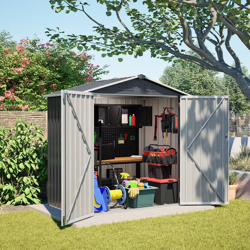Metal Outdoor Storage Shed 6 x 4 FT Metal Shed with Lockable Door,Waterproof Garden Tool Shed Storage House