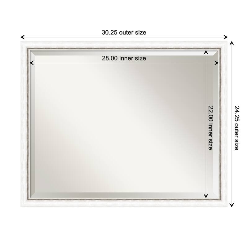 Morgan Beveled Wood Framed Wall Mirror - Morgan White Silver - Glass Size 28x22