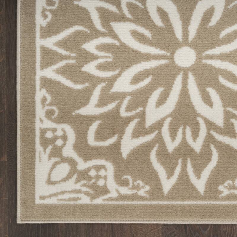 Buke Power Loomed Abstract Floral Traditional Stain Resistant Area Rug By HomeRoots - 87' X '27' X '0.5
