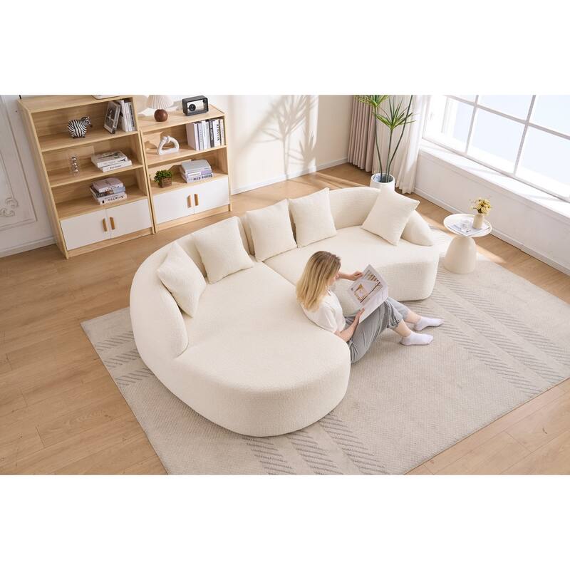 99" L-Shaped Chenille Sectional Boneless Sofa with Chaise and Pillows