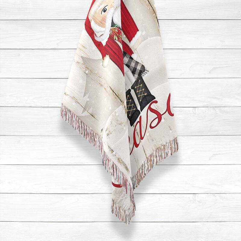 Laural Home Nutcracker Christmas Woven Throw with Fringe Edge