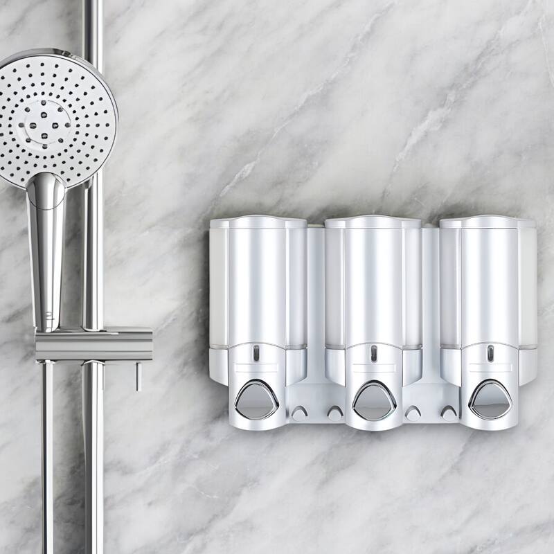 HomeRoots Gray Heavy Duty Plastic Three Chamber Wall Mount Soap Dispenser - 11.25' X '7' X '3.25 - Gray - 11.25' X '7' X '3.25
