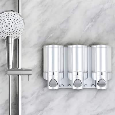 HomeRoots Gray Heavy Duty Plastic Three Chamber Wall Mount Soap Dispenser - 11.25' X '7' X '3.25