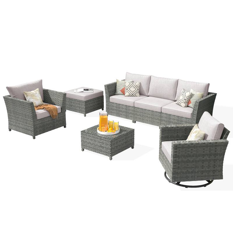 XIZZI 7-piece Outdoor Patio Furniture Rattan Wicker Conversation Set
