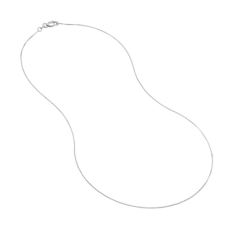 Curata 18k White Gold 0.55mm Box Chain Necklace (Lobster)