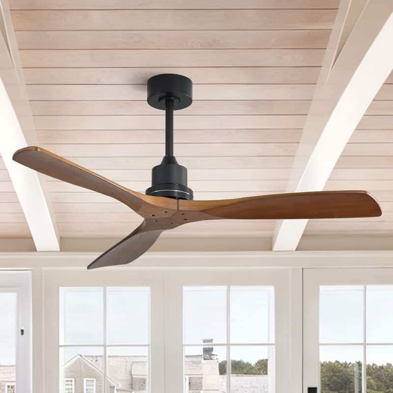 Sofucor 52 Inch Ceiling Fan without Light Solid Wood,with Remote,Smart Optional-Alexa/Google Assistant/APP/Remote Control