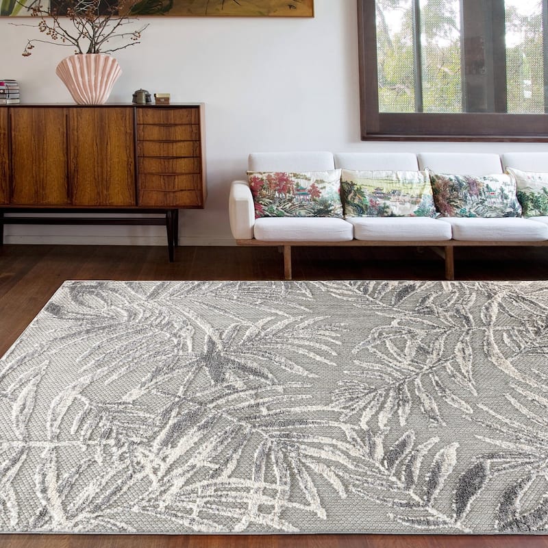 Bahama Palm Frond Floral Indoor/Outdoor Area Rug