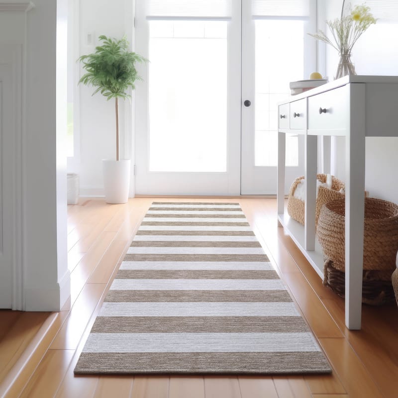 Premium Washable Super Soft Cabana Stripe Mayfield Rug - Taupe - 2' 3" x 7' 6" - Runner