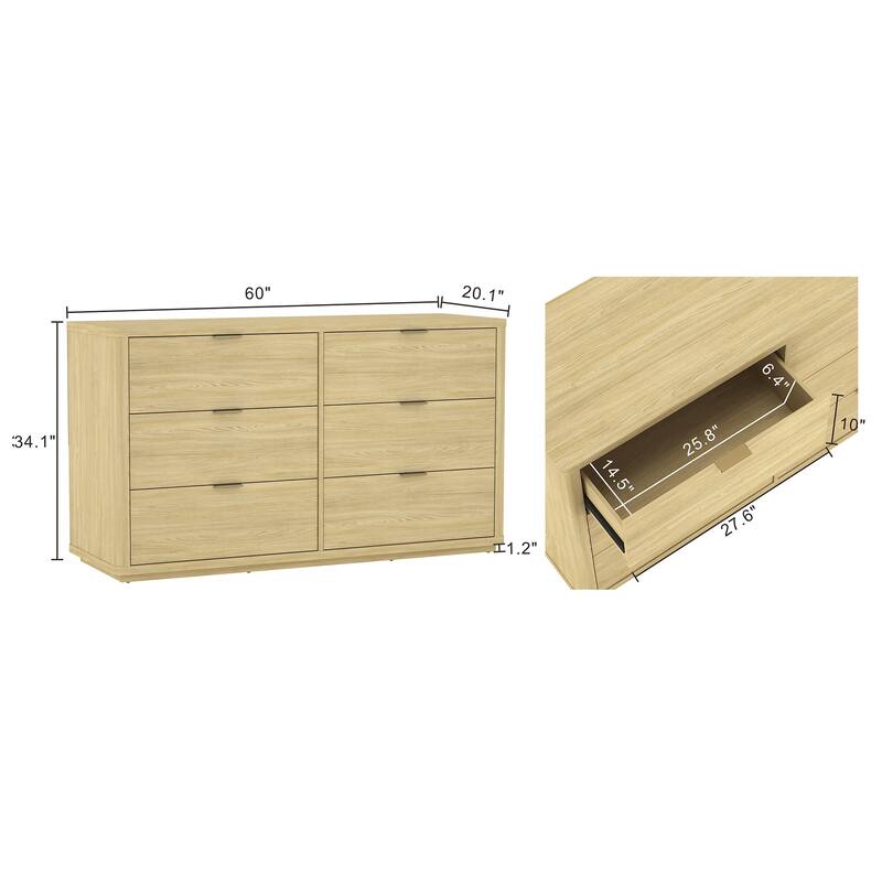 Manhattan Comfort Evalyn 60 Inch 6 Drawer Dresser