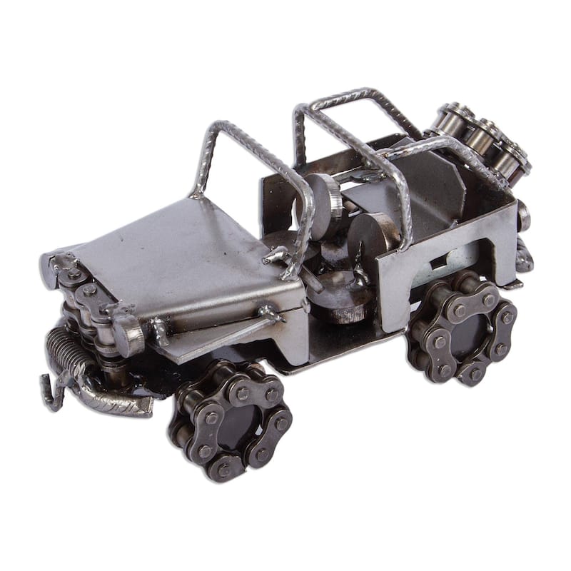 Recycled auto parts sculpture, 'Rustic Jeep'
