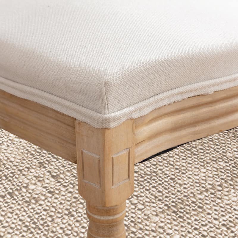 French Country Solid Wood Fabric Dining Chair Set of 2