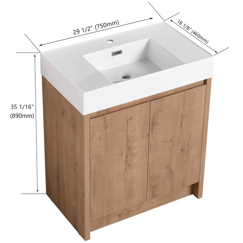 ARTCHIRLY 24/30 Inch Bathroom Vanity with Sink, Freestanding Bathroom Vanity with Soft Close Door and Adjustable Shelf