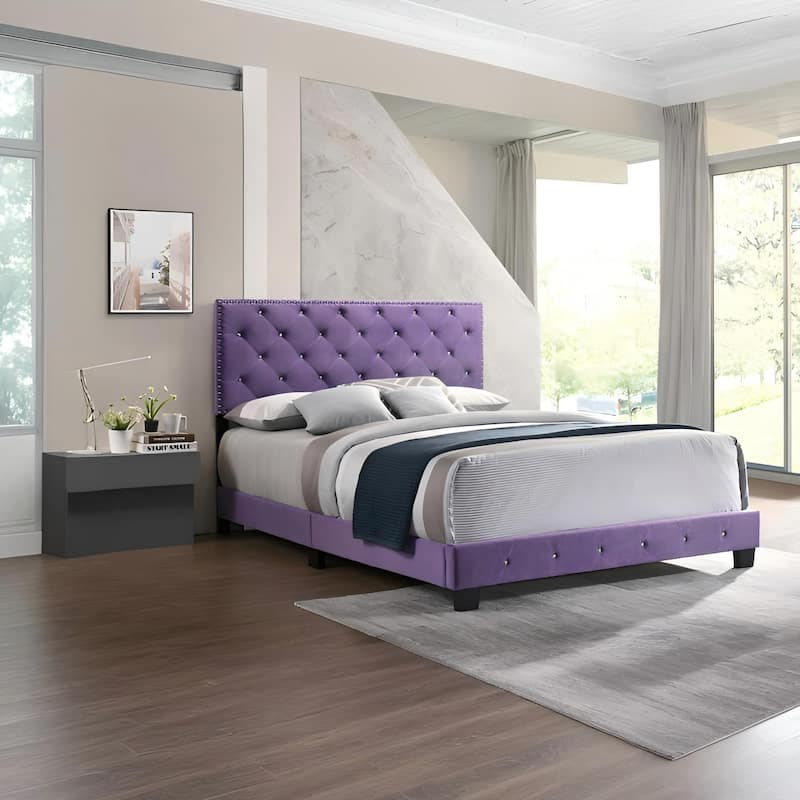 Enchanting Purple Queen Bed with Vibrant Finish - Purple