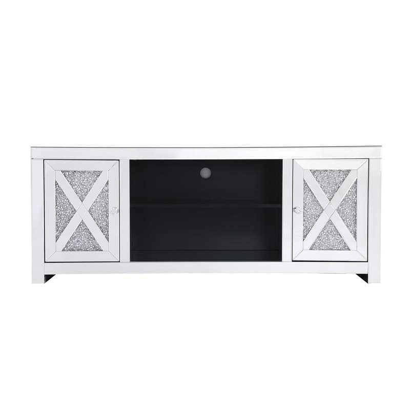 59 in. Mirrored TV stand with Crystals