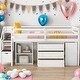 preview thumbnail 1 of 25, Modern Full Size Loft Bed With Retractable Writing Desk,3 Drawers,Storage Stairs and Shelves White