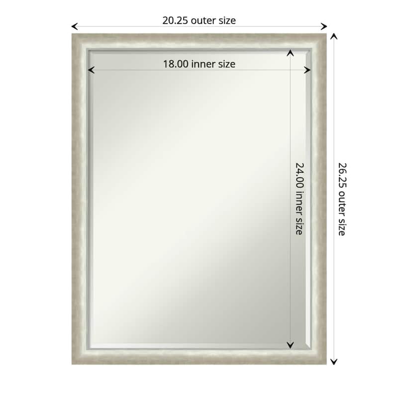 Two Tone Half-Inch-Bevel Wood Framed Wall Mirror - Glass Size 18x24 - Two Tone Silver