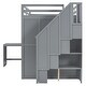 preview thumbnail 11 of 14, Full Grey Wooden Loft Bed w/ Desk, Shelves, Wardrobe w/ Foldable Door Panels