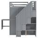 preview thumbnail 11 of 14, Full Size Grey Wooden Loft Bed w/ Desk, Storage Staircase & Shelves, Built-in Wardrobe w/ Foldable Door Panels for Student Dorms