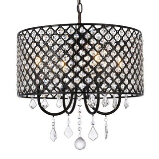 Elegant Lighting LD711D17 Elise 4 Light 17" Wide Crystal Pendant with ...