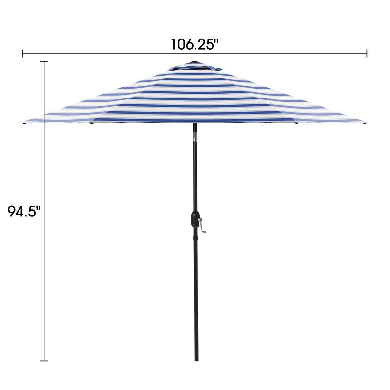 9FT Outdoor Patio Iron LegsTilt-Adjustable Round Tilting Umbrella