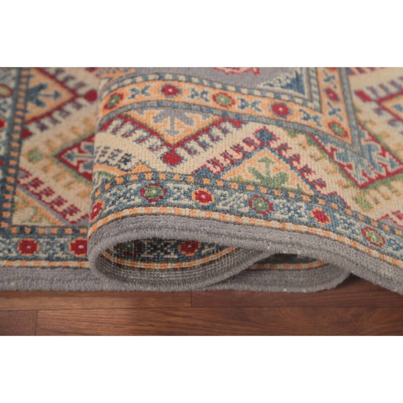 Geometric Kazak Oriental Foyer Rug Handmade Traditional Wool Carpet - 2'9" x 4'1"